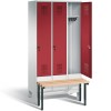 3-person clothing locker with pre-built bench (Evo)